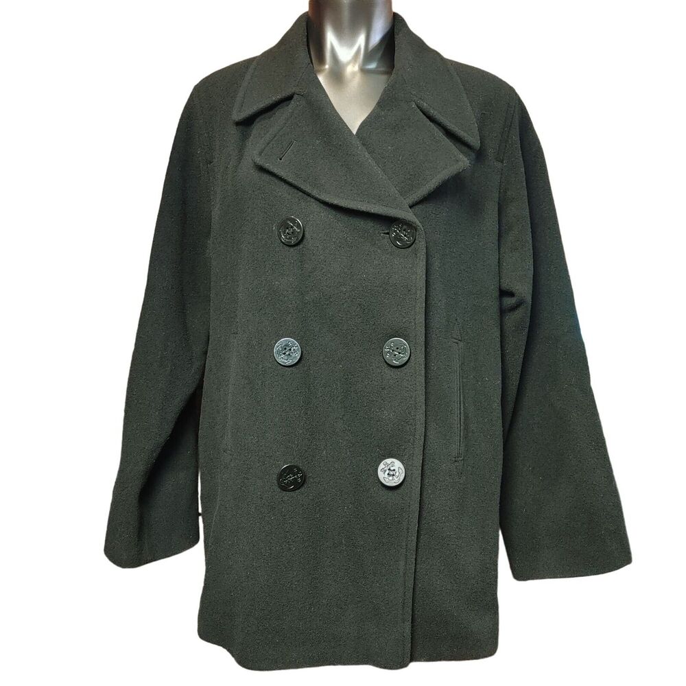 J.Percy Womens 12 Double Breasted Business Casual Fall Harvest Gray Wool Peacoat